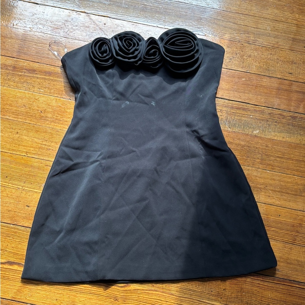 Peppermayo Black Embellished Strapless Sheath Dress